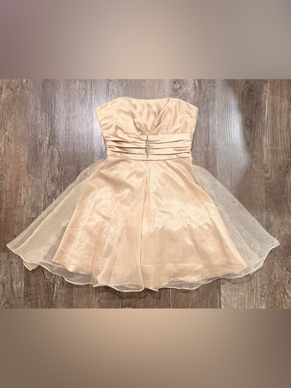Steppin' Out Shimmery Champagne Evening Dress